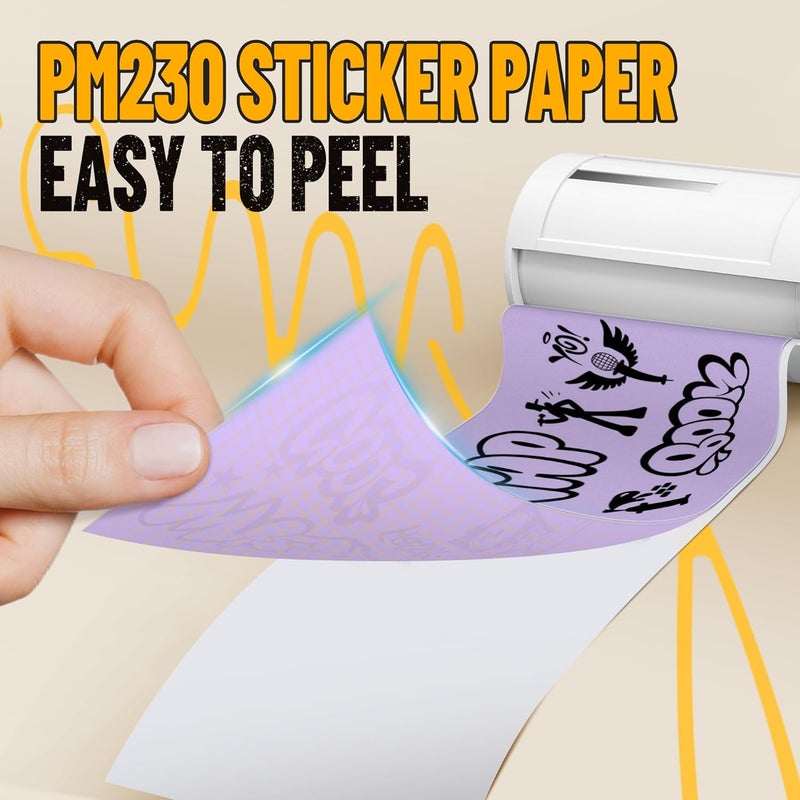 Nelko Genuine Self-Adhesive Thermal Printer Stickers, Compatible with PM230 Mini Sticker Printer, Black on White, 54mmx3.5m Mini Sticker Printer Paper, 3 Rolls, Yellow/Pink/Purple - Image 5